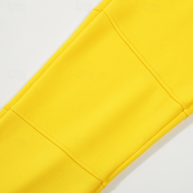 Men's Fleece Pants Sweatpants Joggers Trousers Casual Pants Drawstring Elastic Waist Pleats Plain Comfort Warm Full Length Outdoor Casual Daily Sports Fashion Black Yellow 8