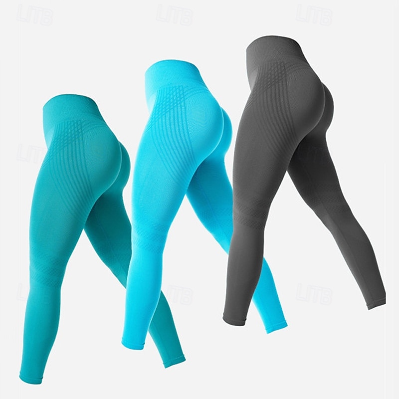 Women's Yoga Pants Yoga Leggings High Waist Pilates Gym Workout Workout Tights Solid Color Black Royal Blue Blue Fall Sports Activewear Stretchy Slim2