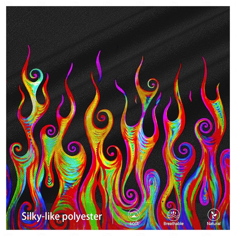 Men's Flame Sweatpants Joggers Pants Trousers Mid Waist Drawstring Elastic Waist Fashion Street Dailywear Pocket Spring Fall Winter 3D Print Black3