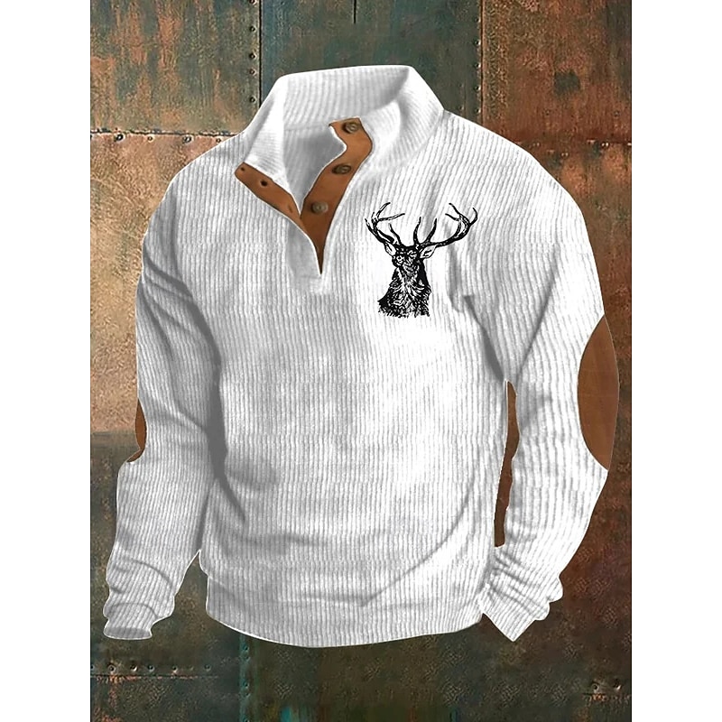 Men's Sweatshirt Black Blue Brown Khaki Light Grey Standing Collar Graphic Print Patchwork Daily Holiday Going out Polyester Streetwear Casual Fall Winter Clothing Apparel Hoodies Sweatshirts  Long