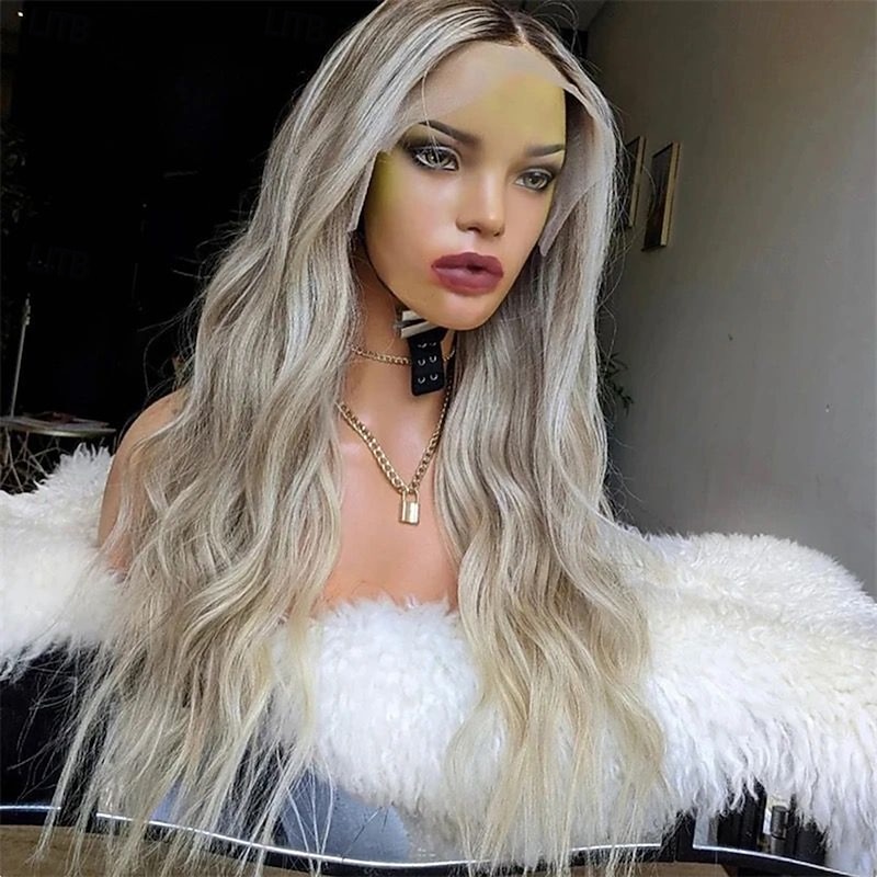 Remy Human Hair 13x4 Lace Front Wig Middle Part Brazilian Hair Wavy Multi-color Wig 130% 150% Density with Baby Hair Ombre Hair Highlighted / Balayage Hair Glueless For Women Long Human Hair Lace Wig4
