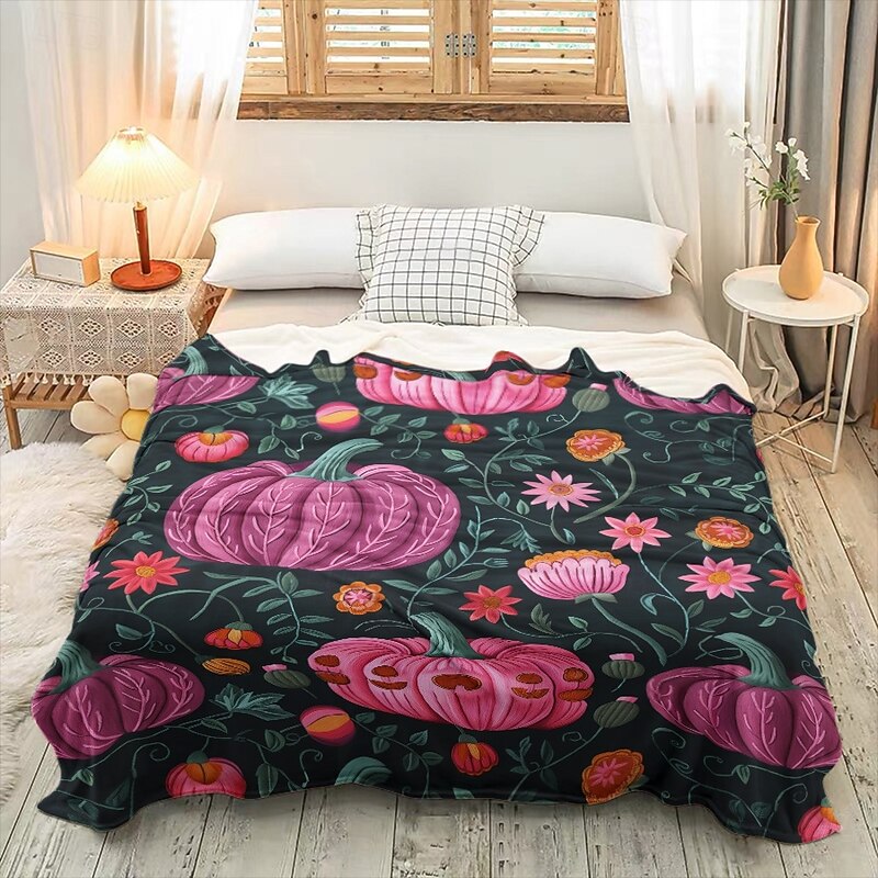 Halloween Pumpkin Blanket Cozy and Soft Throw Perfect for Spooky Season Festive Halloween Decor with Pumpkin Design2