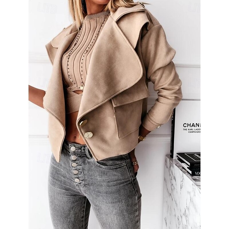 Women's Blouse Stylish Modern Long Sleeve Regular Tops Shirt Collar Work Daily Khaki Spring Fall Winter3