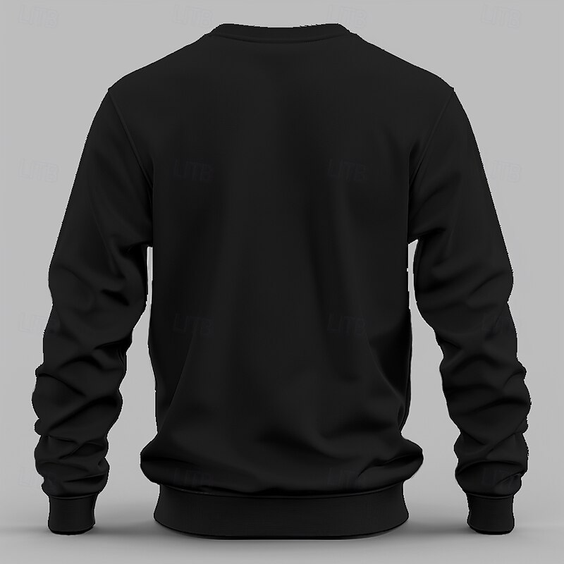 Men's Sweatshirt Black Crew Neck Plain Casual Daily Sports non-printing Basic Workout Athletic Fall Winter Clothing Apparel Hoodies Sweatshirts  Long Sleeve4