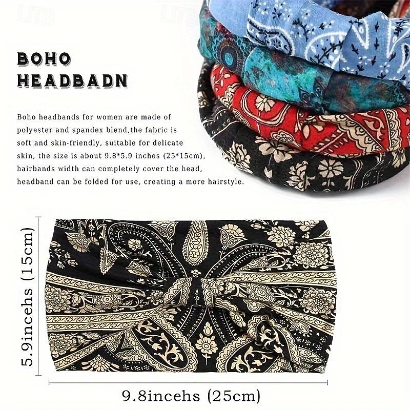 Women's Wide Headbands, Solid Color Knot Turban, Large Bohemian Style Hairbands, Fashionable Hair Wraps For Yoga, Running & Sports, Elegant & Simple Style3