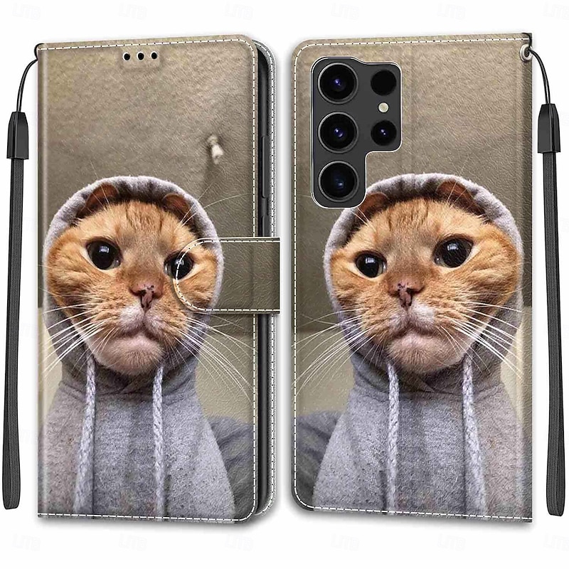Phone Case For S25 S24 S23 S22 Plus  Ultra S23 FE S20 A55 5G A35 5G A25 A15 Back Cover with Stand Holder with Wrist Strap Card Slot Retro TPU PU Leather3