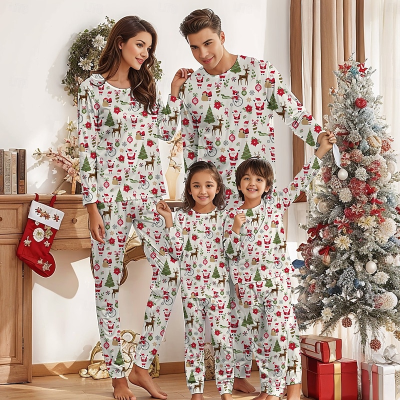 Christmas Trees Family Christmas Pajamas Nightwear Men's Women's Boys' Girls' Family Matching Outfits Sweet Adults Kid's Christmas New Year Christmas Eve Christmas Vacation Home Wear Top Pants2