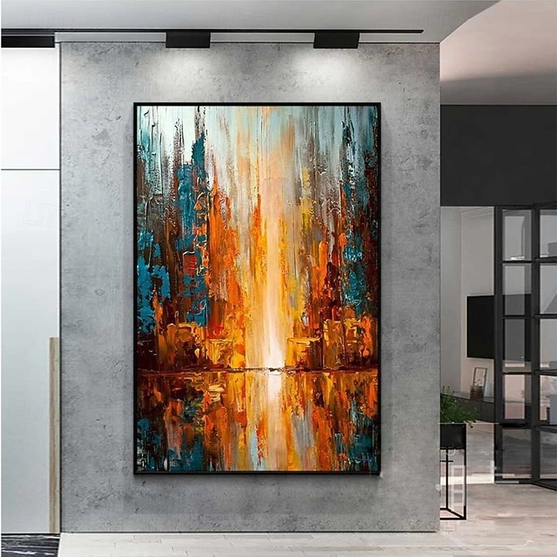 Hand-painted forest tree oil painting handmade snow scene birch forest decorative painting landscape painting large mural art gift Christmas gift for bedroom living room wall decoration