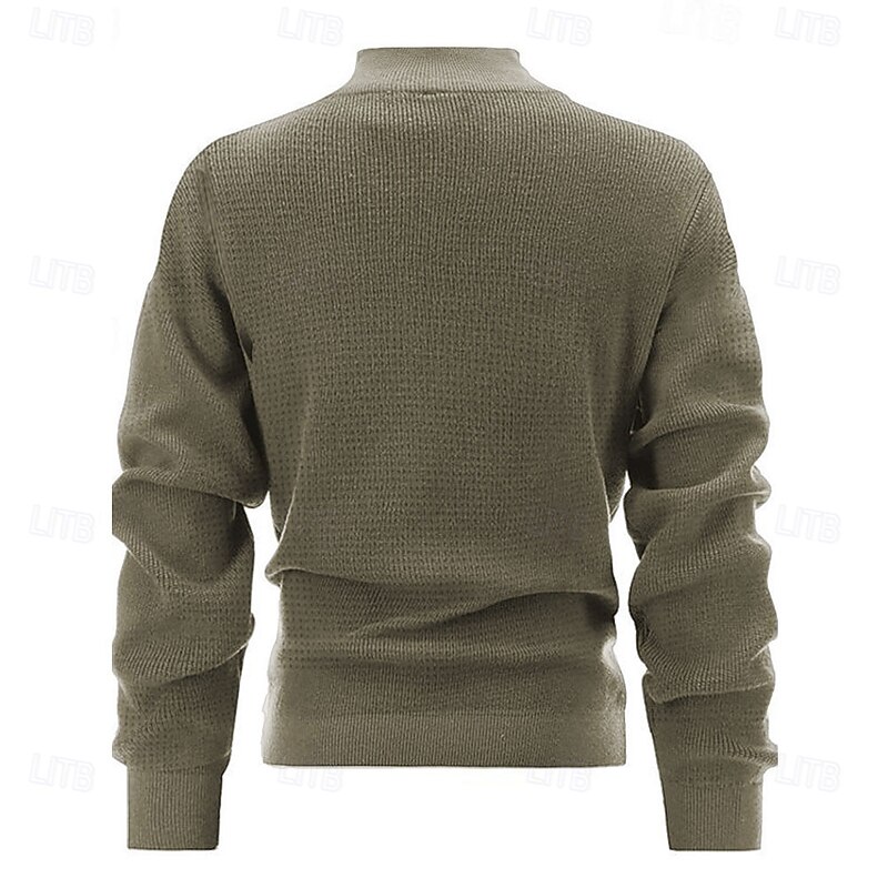 Men's American US Flag Patriotic Pullover Sweater Jumper Zip Sweater Polo Sweater Zip Collar Retro Vintage Casual Party Evening Wear Daily Embroidered Knitting Warm Long Sleeve Fall Winter Black Army4