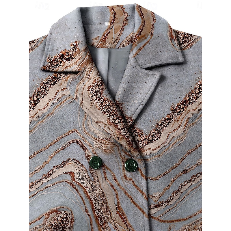 Women's Winter Coat Coat Cloak / Capes Windproof Warm Work Street Daily Wear Vacation Pocket Single Breasted Turndown Casual Street Style Color Marble Gradient Loose Fit Outerwear Fall Winter4