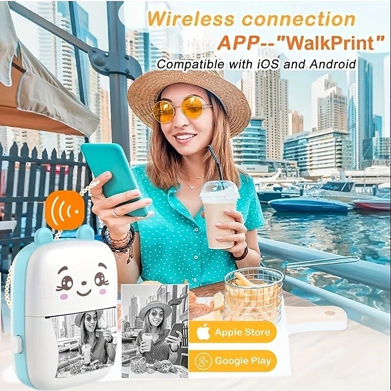 Mini Printer For IPhone And Android, Wireless Mini Photo Printer Label Printer, Portable BT Mini Thermal Printer For Printing Label, Journal, Study Note, Christmas Halloween Thanksgiving gifts3