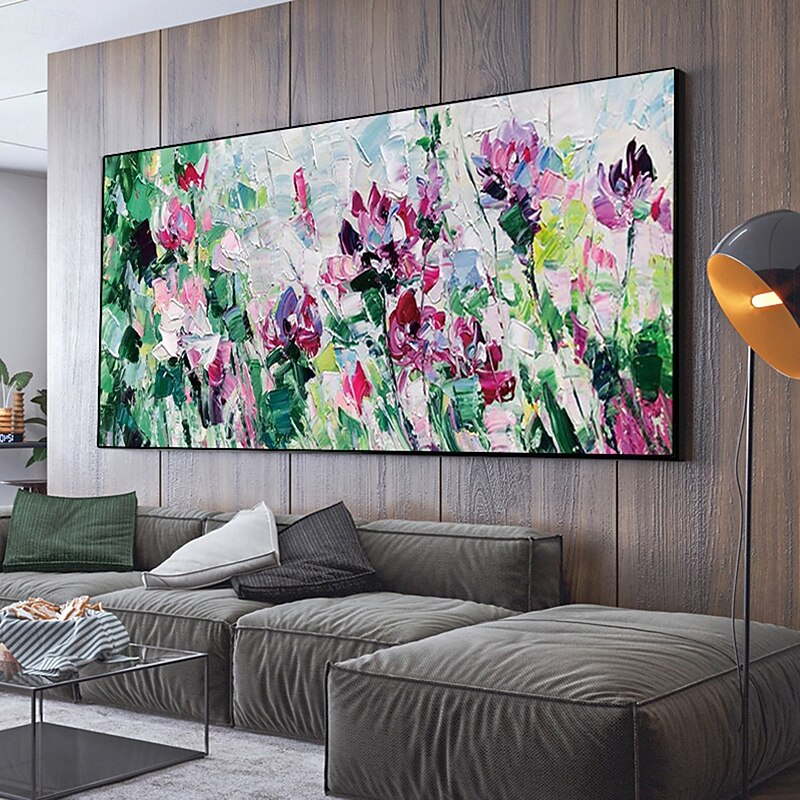 Mintura Handmade Texture Flowers Oil Paintings On Canvas Wall Art Decoration Modern Abstract Picture For Home Decor Rolled Frameless Unstretched Painting4