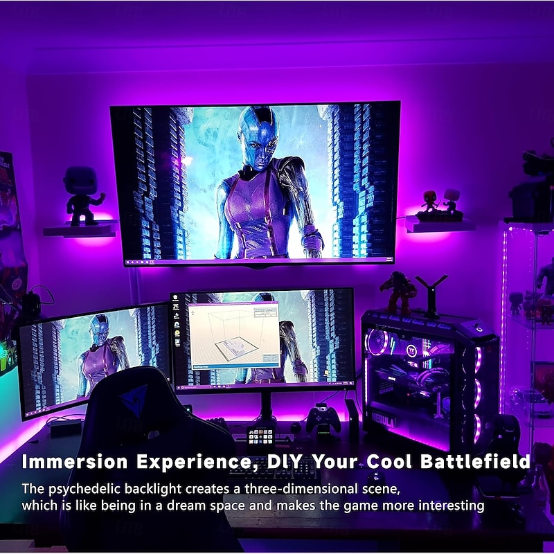 LED Light Strips RGB Lights USB Flexible Lamp USB 5V 5050 SMD 10mm LEDs Blackboard with 24 Key IR Remote Controller for Flat Screen TV Background, HDTV, PC Monitor 1M~5M4