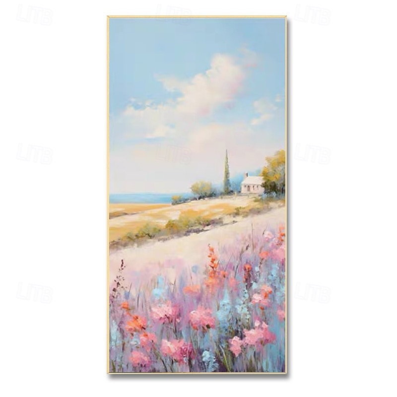 Large Hand Painted Oil Painting Colorful Flower Sunset Glow Landscape Wall Art Mountain Living Room Wall Art Home Decor No Frame3