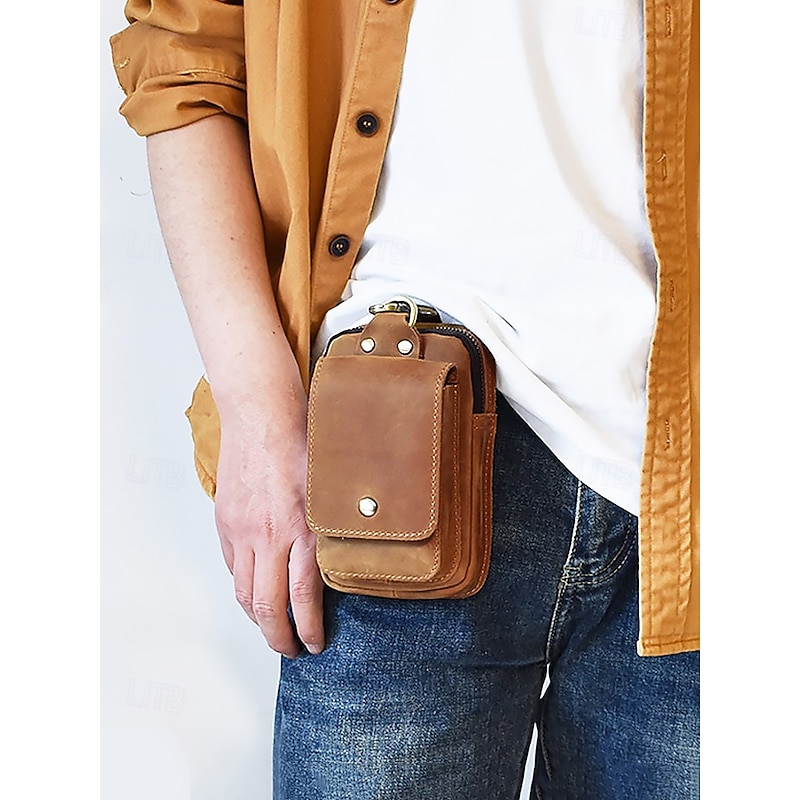 Men's Leather Belt Clip Pouch with Multiple Pockets – Compact Waist Bag for Travel, Hiking, and Everyday Use2