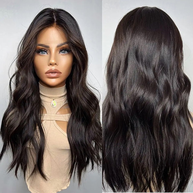 Remy Human Hair 13x4 Lace Front Wig Middle Part Brazilian Hair Wavy Multi-color Wig 130% 150% Density with Baby Hair Highlighted / Balayage Hair Glueless For Women Long Human Hair Lace Wig2
