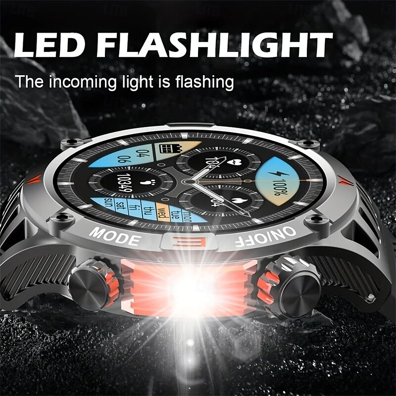 HT22 Smart Watch 1.46 Inch Screen Bluetooth Call IP68 Waterproof LED Flashlight Large Battery 100 Sports GPS Fitness Track Smart Watch3