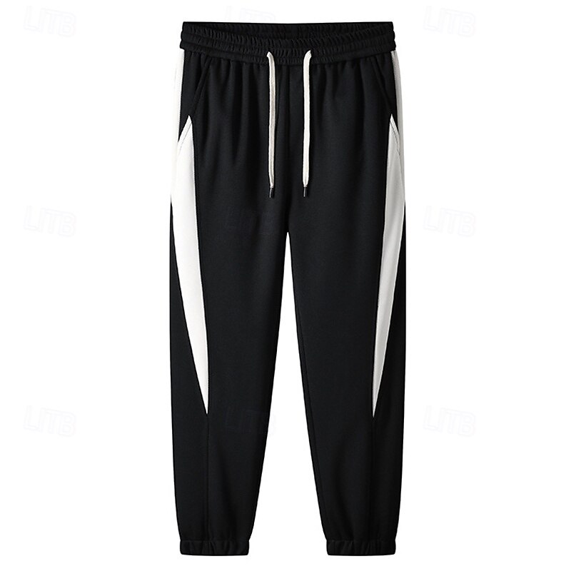 Men's Sweatpants Joggers Trousers Casual Pants Drawstring Elastic Waist Color Block Plain Comfort Soft Full Length Outdoor Casual Daily Fashion Streetwear Black Khaki4