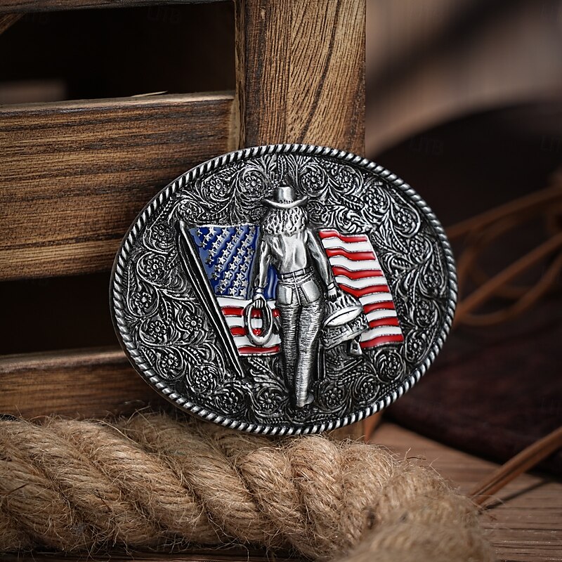 Men's Belt Buckle Buckle Silver Alloy Vintage Style Retro Vintage National Flag Daily Religious Celebrations 2025 - $7.99