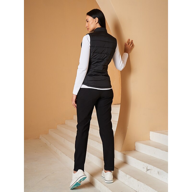 Women's Golf Vest Black Sleeveless Top Ladies Golf Attire Clothes Outfits Wear Apparel2