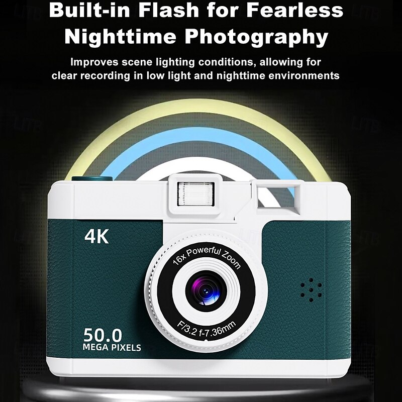 4K Retro Digital Camera Vlogging Camera WiFi with 2.4 LCD HD Screen 1080P 16X Compact Digital Zoom Camera Wide Angle Point and Shoot Camera4
