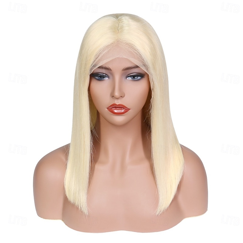 Remy Human Hair 13x6 Lace Front  Wig Side Part Middle Part Free Part Brazilian Hair Straight Natural Straight Blonde Wig 130% 150% 180% Density with Baby Hair Natural