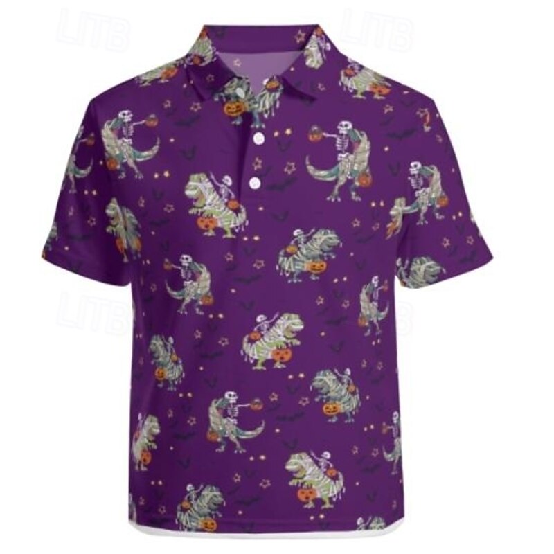 Halloween Skeleton Skull Pumpkin Hawaiian Shirts Aloha Shirt Print Halloween For Men's Adults' Halloween Carnival Masquerade 3D Print Party Halloween2