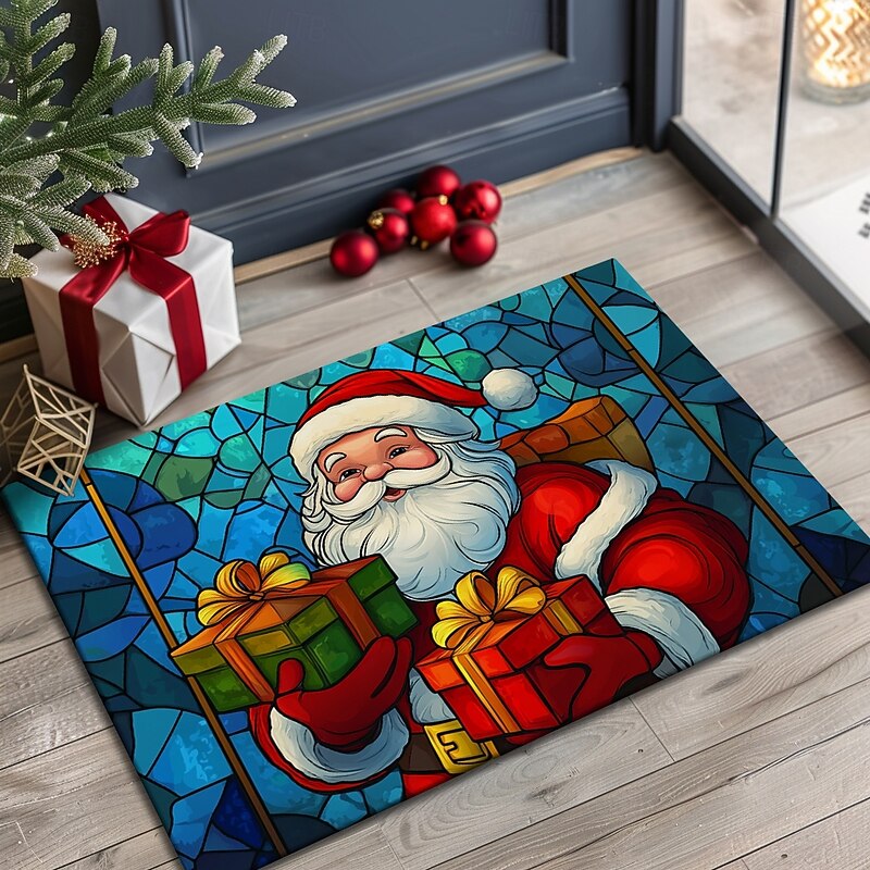 Christmas Decoration Doormat Xmas Santa Gifts Kitchen Mat Floor Mat Non-Slip Area Rug Oil Proof Rug Indoor Outdoor Mat Bedroom Decor Bathroom Mat Entrance Rug4