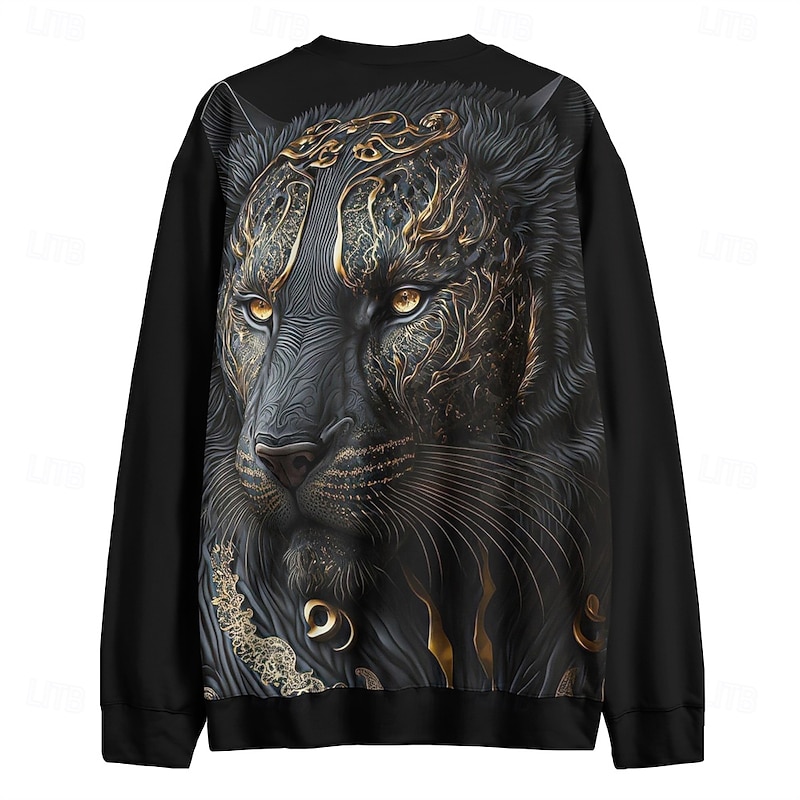 Men's Graphic Animal Dark Sweatshirts Golf Pullover Sweatshirt Long Sleeve Sweatshirt Hooded Vacation Cool Daily Print Vacation Sports Outdoor Going out Printing Winter Spring & Fall3