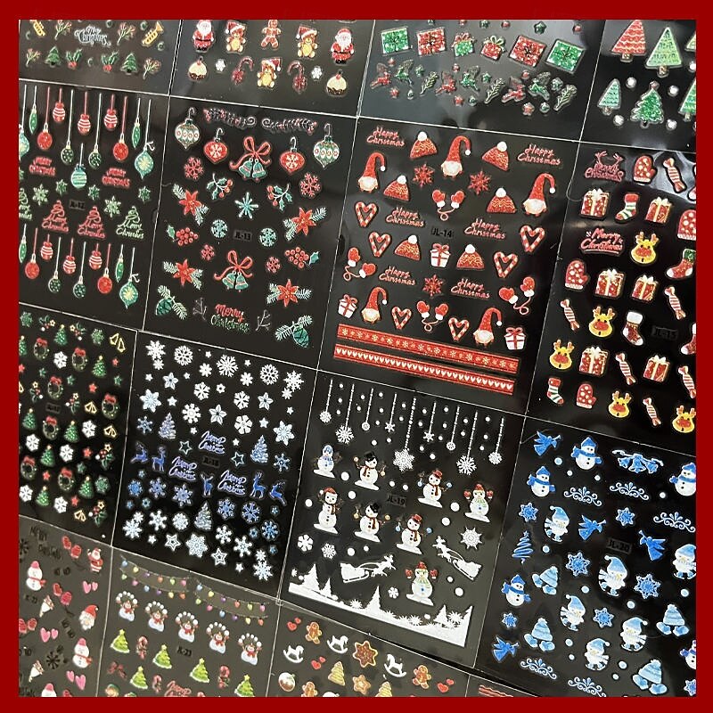 5/10 PCS Christmas Nail Stickers Santa Claus Elk Snow Snowman Christmas Tree Ins Cute Cartoon Nail Stickers3