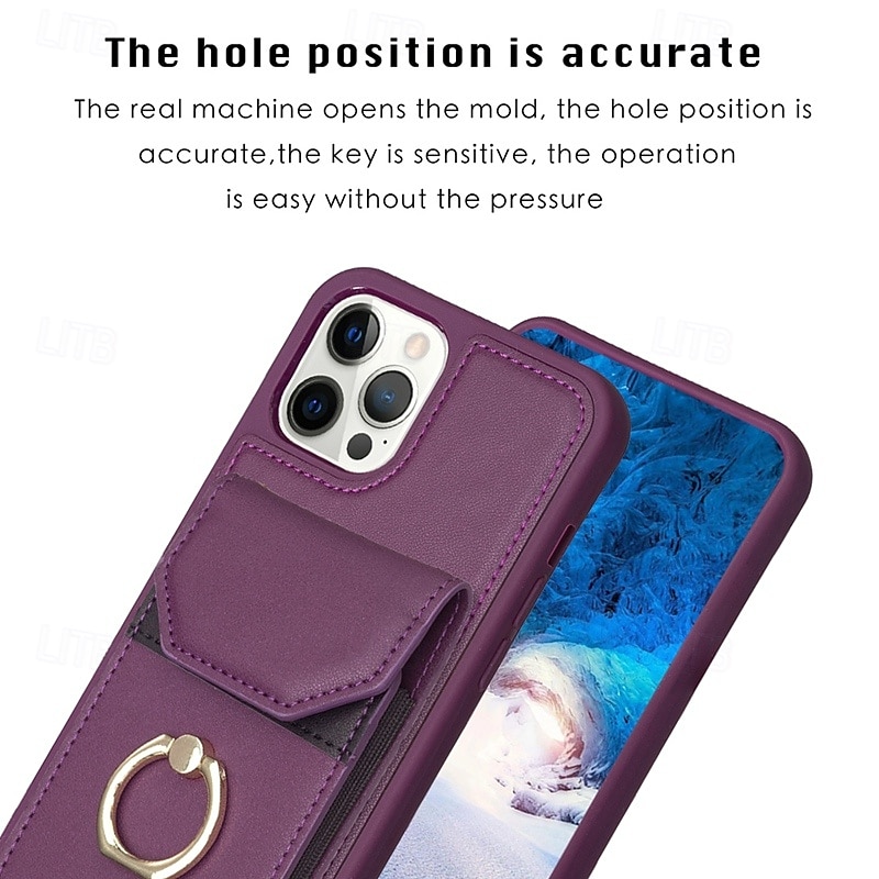 Phone Case For iPhone 16 15 14 Pro Max Plus 13 12 11 Pro Max Wallet Case Ring Holder Card Slot Shockproof Retro TPU PU Leather3