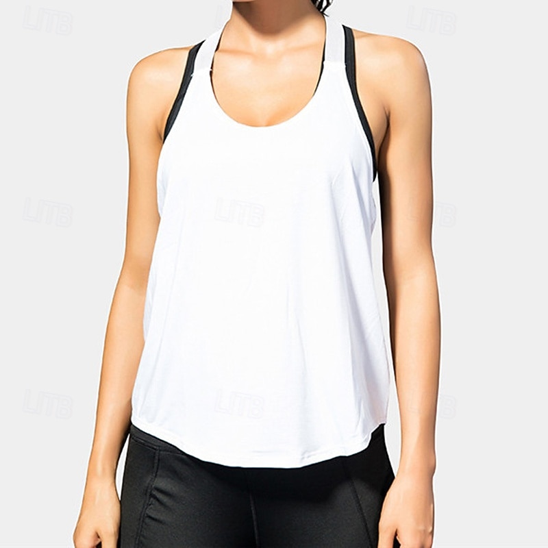 Women's Workout Tank Top Running Tank Top Workout Tank Patchwork Open Back Sleeveless Vest / Gilet Casual Athleisure Solid Colored Quick Dry Soft Breathable Gym Workout Walking Jogging Sportswear3