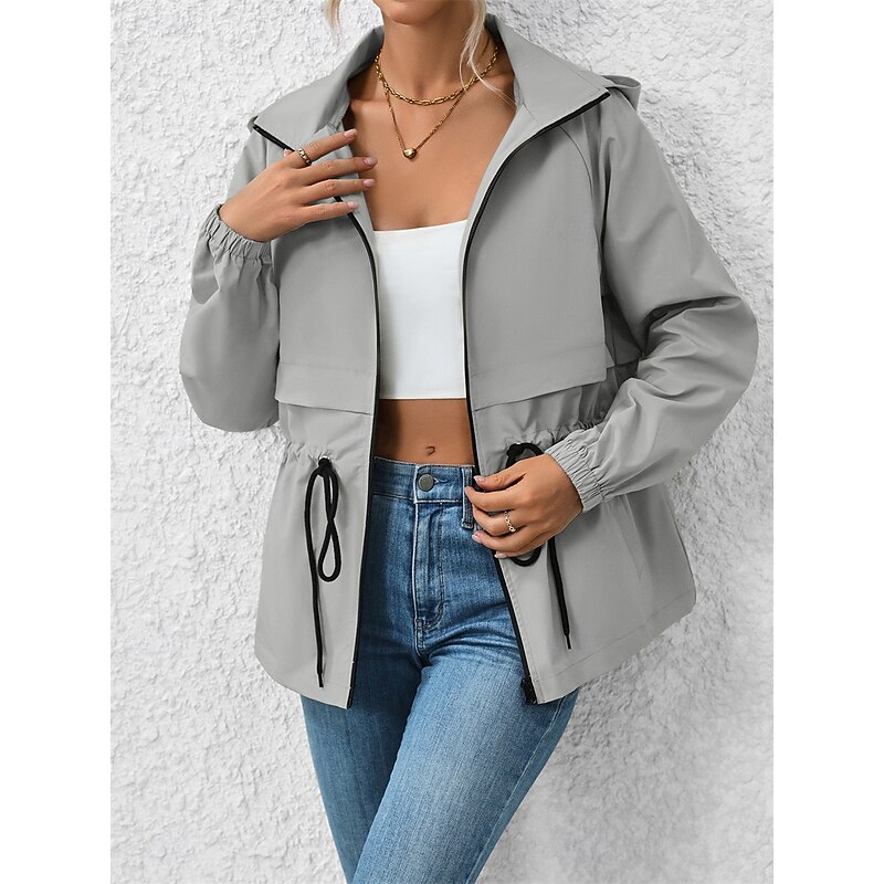 Women's Casual Jacket Outdoor Street Daily Wear Fall Winter Regular Coat Regular Fit Waterproof Windproof Breathable Stylish Casual Jacket Long Sleeve Plain with Pockets Full Zip Black White Coffee4