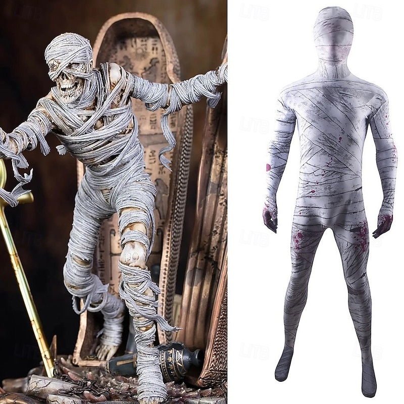 Mummy Halloween Cosplay Costume Masquerade Adults' Men's Women's Carnival Masquerade Party Halloween Masquerade Easy Halloween Costumes Dress Up