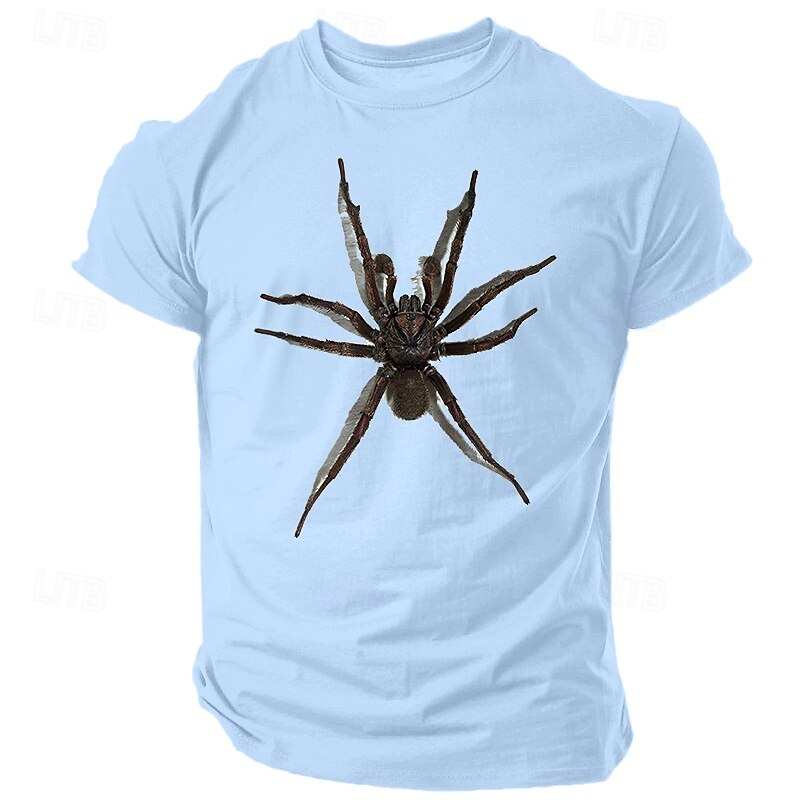 Men's Animal Spider Halloween T Shirt Tee Top 100% Cotton Short Sleeve Graphic Shirt White Light Blue Comfortable Tee Street Sports Outdoor Fashion Designer Clothing2