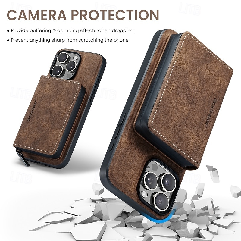 Phone Case For iPhone 17 Pro Max 17 Air 16 15 14 Pro Max Plus 13 12 11 Pro Max Mini Back Cover Wallet Case with Stand Holder Detachable Magnetic Retro TPU PC PU Leather3