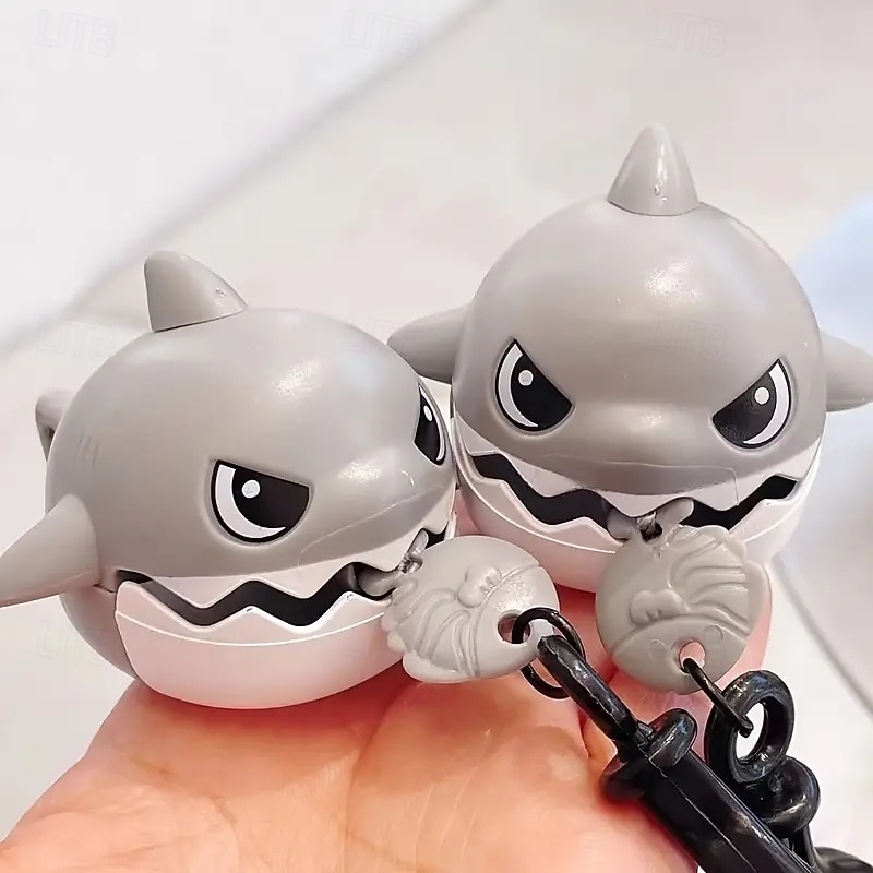2pcs Cute Shark Keychains with Pull String - Fun Novelty Toy Car Accessories Durable Plastic