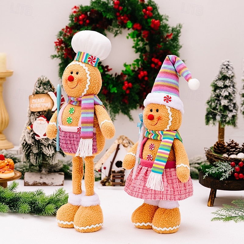 Christmas Gingerbread Man Figurine, Plush Gingerbread Doll, Stretchable Xmas Cookie Man Ornament, Colorful Window Display Decoration for Holiday Decor4