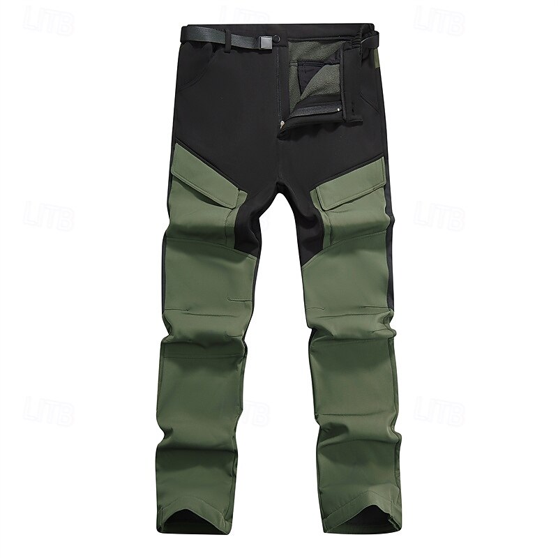 Men's Cargo Pants Hiking Pants Trousers Tactical Pants Military Patchwork Winter Outdoor Regular Fit Thermal Warm Fleece Lining Waterproof Pants / Trousers Army Green Khaki Hunting Climbing Camping3