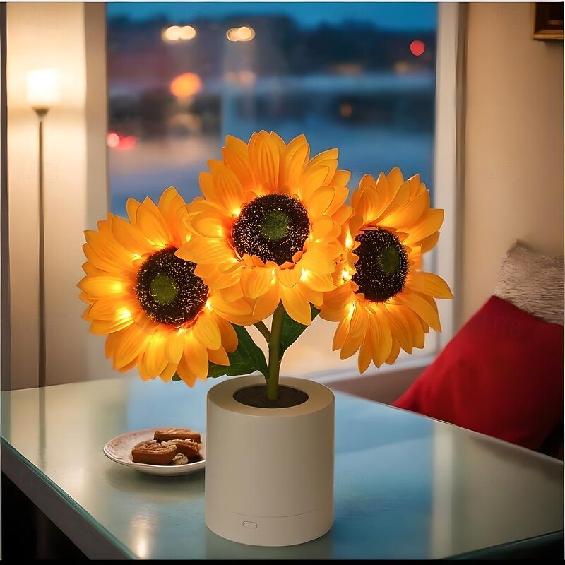 Artificial Sunflower Night Light, Rechargeable LED Decorative Lamp for Home, Bedroom, Creative Night Lights for Kids, Friend Birthday, Holiday Gift4
