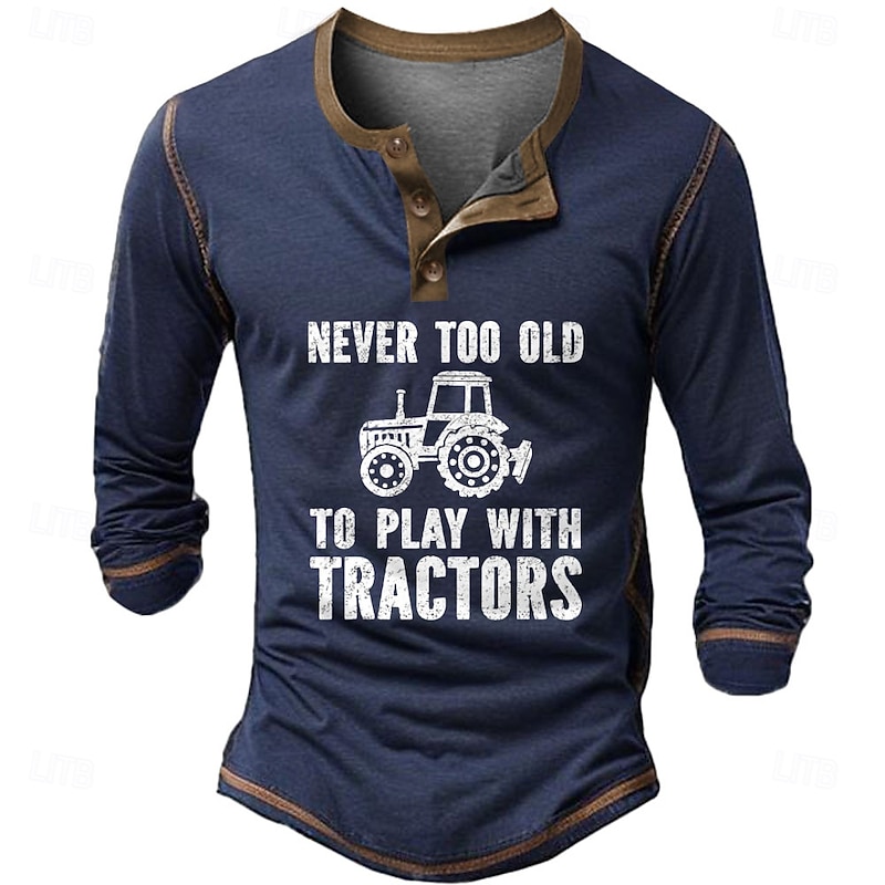 Men's Christmas Letter Henley Shirt 3D Printing Daily Funny Christmas Party Casual Winter Spring &  Fall Black Navy Blue Henley Henley T-Shirt