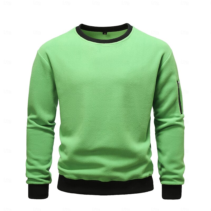 Men's Pullover Wine Red Black Light Green Army Green Blue Round Neck Plain Sports & Outdoor Sports Streetwear non-printing Designer Basic Casual Winter Clothing Apparel Hoodies Sweatshirts3