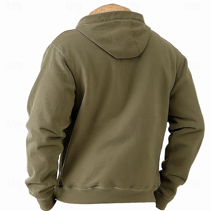 Men's Deer Fleece Hoodie Hoodies Fashion Cool Long Sleeve Hooded Holiday Hunting Streetwear Blue Brown Zipper Pocket Fall Winter Designer2