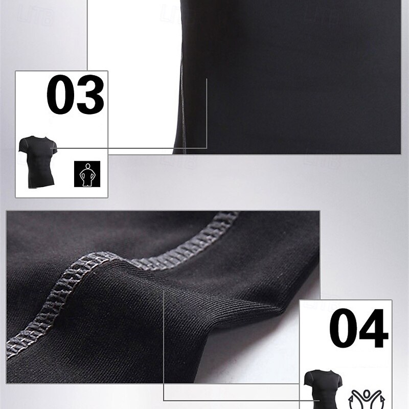 Men's Compression Shirt Athletic Shirt Gym Shirt Fitness Shirt Short Sleeve Tee Tshirt Casual Athleisure Solid Colored Quick Dry Compression Breathable Gym Workout Walking Jogging Sportswear2
