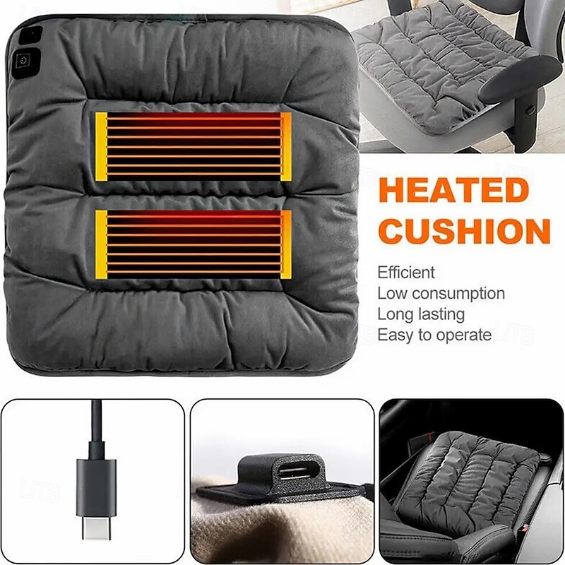 USB 5V Adjustable Temperature Electric Heating Pad Cushion Chair Car Pet Body Winter Warmer 3 Level Blanket4