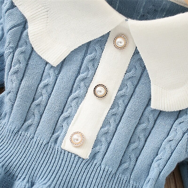 Girls' 3D Multi Color Dress Long Sleeve Fall Winter Vacation Daily Holiday Beautiful Sweet Little Kids(4-7ys) 4-7 Years Sweater Dress Casual Dress A Line Dress Knee-length Regular Fit3