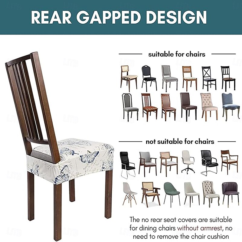 Floral Seat Covers for Dining Room Stool Chair Cover Geometric Printed Polyester Slipcovers3