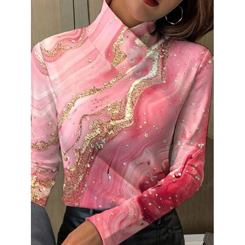 Women's Tunic T Shirt Elegant Long Sleeve Long Tops Daily Black White Pink Blue Fall Winter4