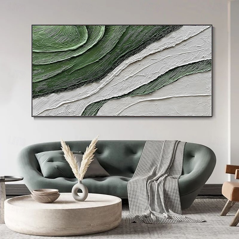 Handmade Oil Painting Canvas Wall Art Decoration Modern Green Abstract Texture for Living Room Home Decor Rolled Frameless Unstretched Painting2