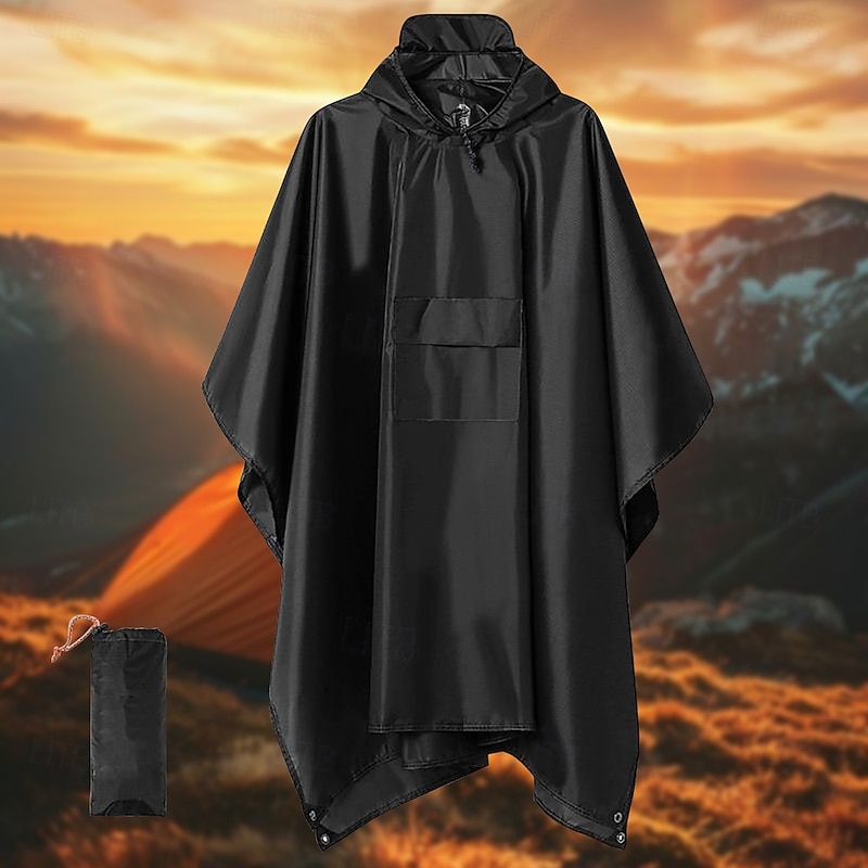 Unisex Hiking Raincoat Outdoor 3 In 1 Waterproof Lightweight Picnic Tarp Hiking Outfits Hiking Clothes Spring Autumn / Fall Hoodie Raincoat Rain Poncho Solid Color Black Army Green Blue